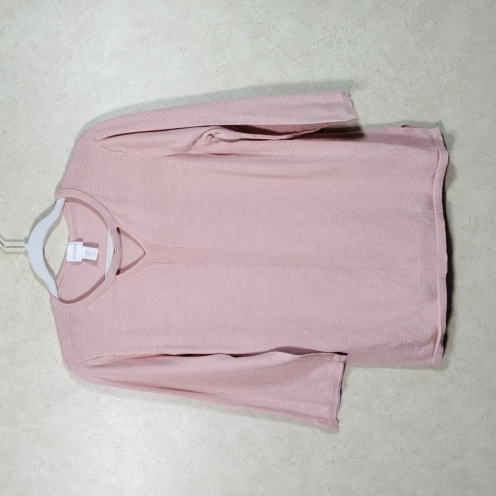 *D165 Chico's peach mostly cotton 3/4 sleeve sweater 2 L CLEARANCE